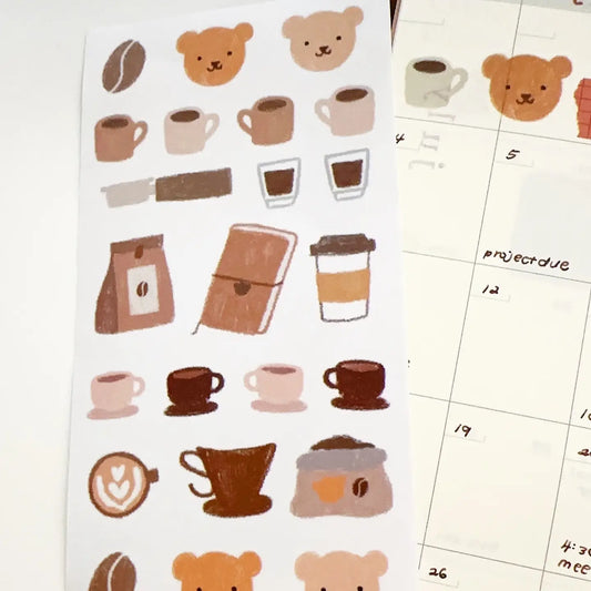 Bloom Paper Studio- Coffee Time Doodle Planner Journal Stickers