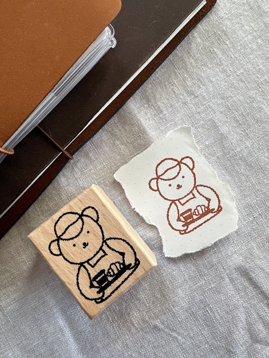Bloom Paper Studio- Croffee Bear Wooden Stamp